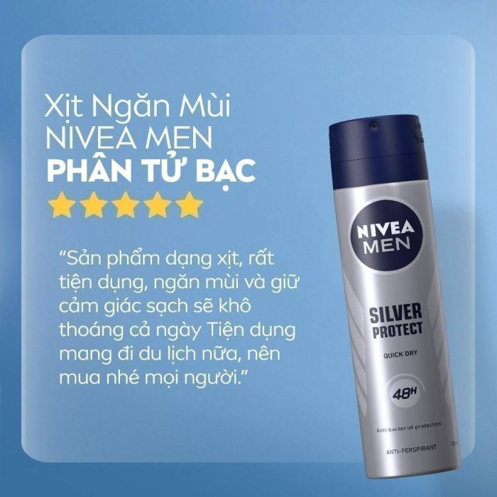 Xịt Khử Mùi Silver Protect Phân Tử Bạc Nivea Men 150M - Ảnh 2